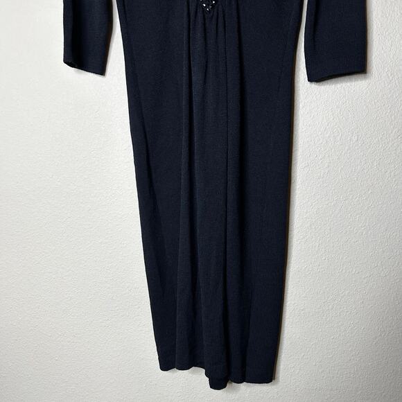 St John NWT Evening Dress Size 6 Black Santana Knit V Neck Formal Evening - Picture 3 of 9